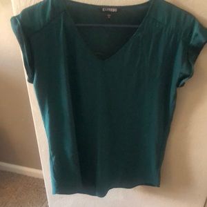 Express Dark green v neck top